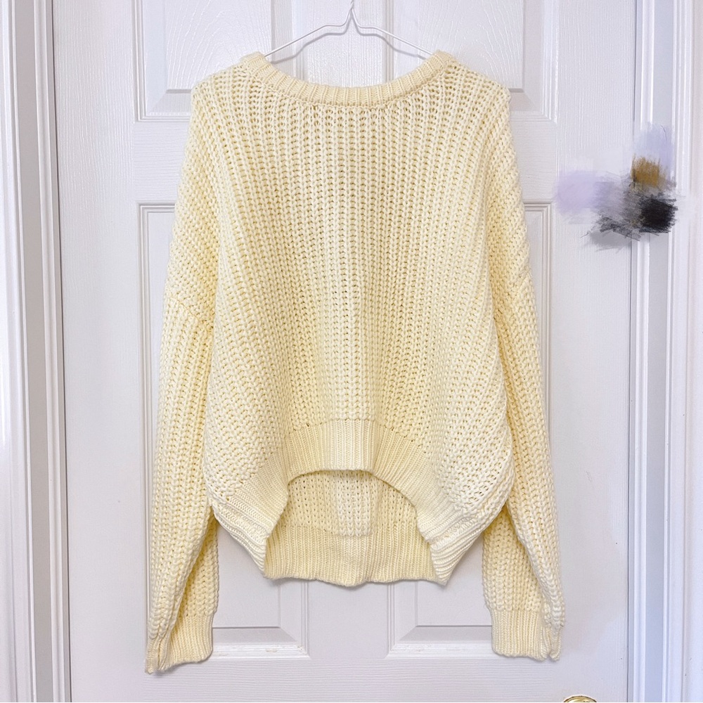 NICE CLAUP Oversized Chunky Knit Crew Sweater Size M Ivory Japan Kawaii BNWT